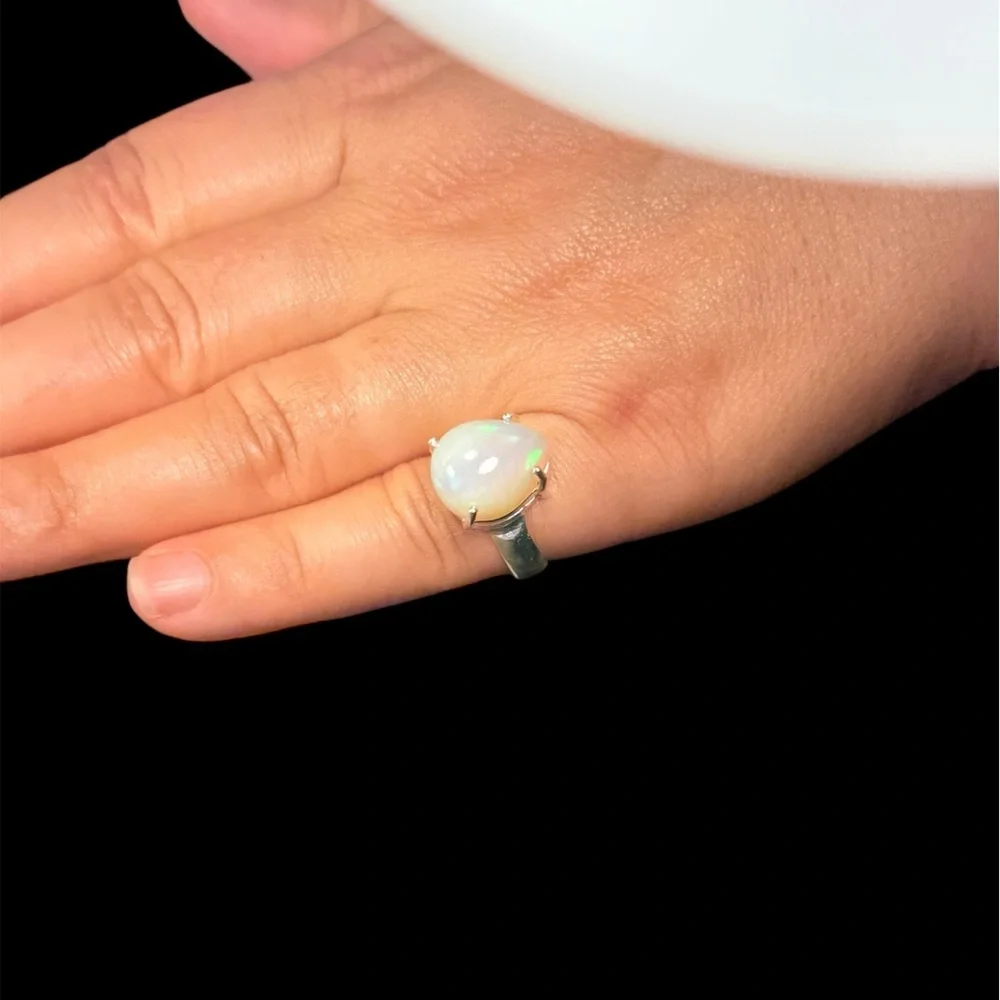 Australian Opal Ring | 4 Carat | Size 6.5 | 925 Sterling Silver | 5.55g